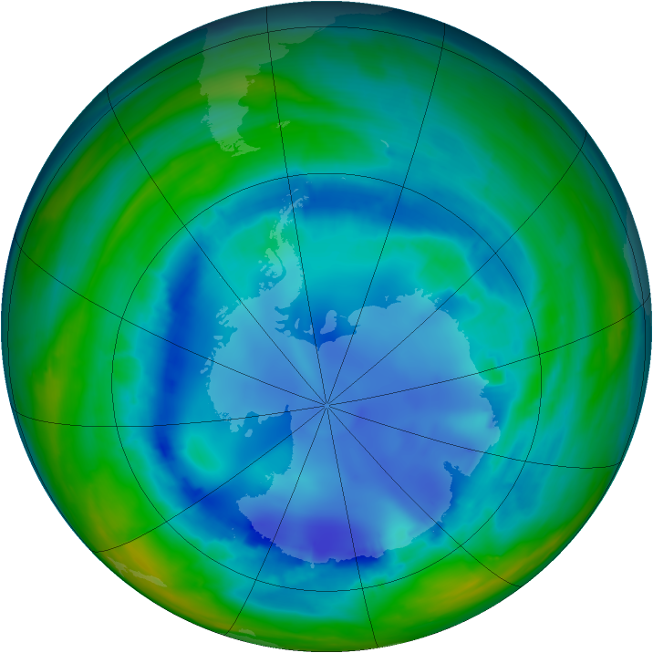 Antarctic ozone map for 16 August 2008